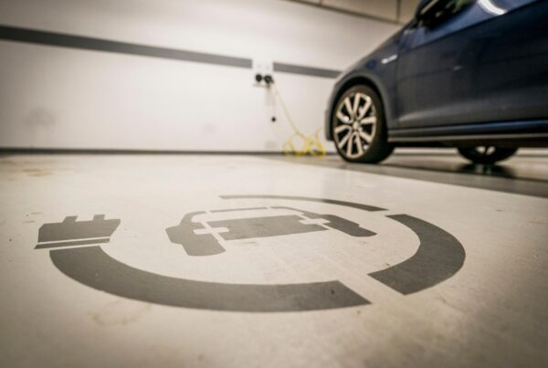 Electrische auto laad op in parkeergarage